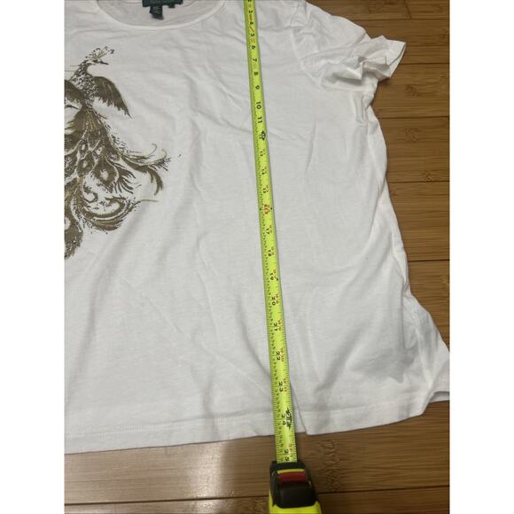 Lauren Ralph Lauren White Short Sleeve Tee W/Gold Peacock Classic Americana XL - Picture 7 of 7